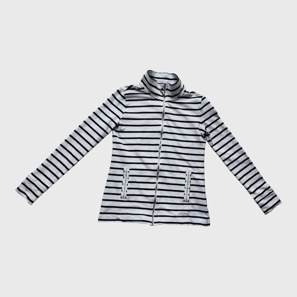 Lilly Pulitzer Women's Zip-Up Jacket, Navy Striped, Cotton, Size XXS - Picture 3 of 8